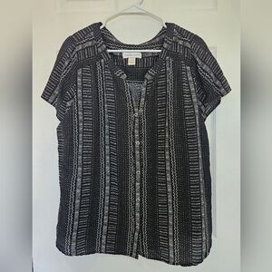 Christopher BA KS Black and White Striped Women's Top XL